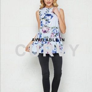 Flowly Floral Tank Top - Honeyme Curvy